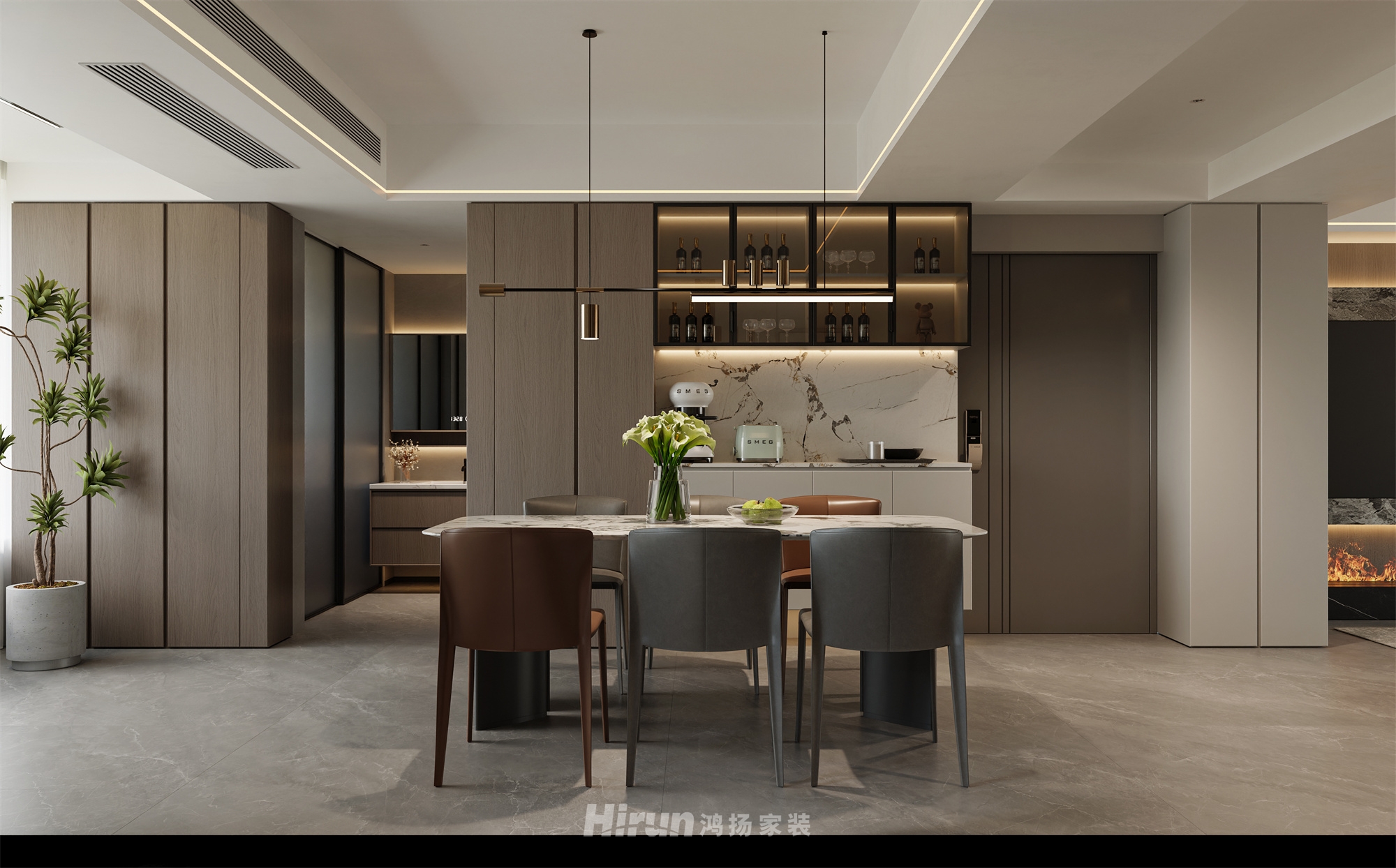 歐洲城180㎡新裝飾主義大平層 裝修案例效果圖-6