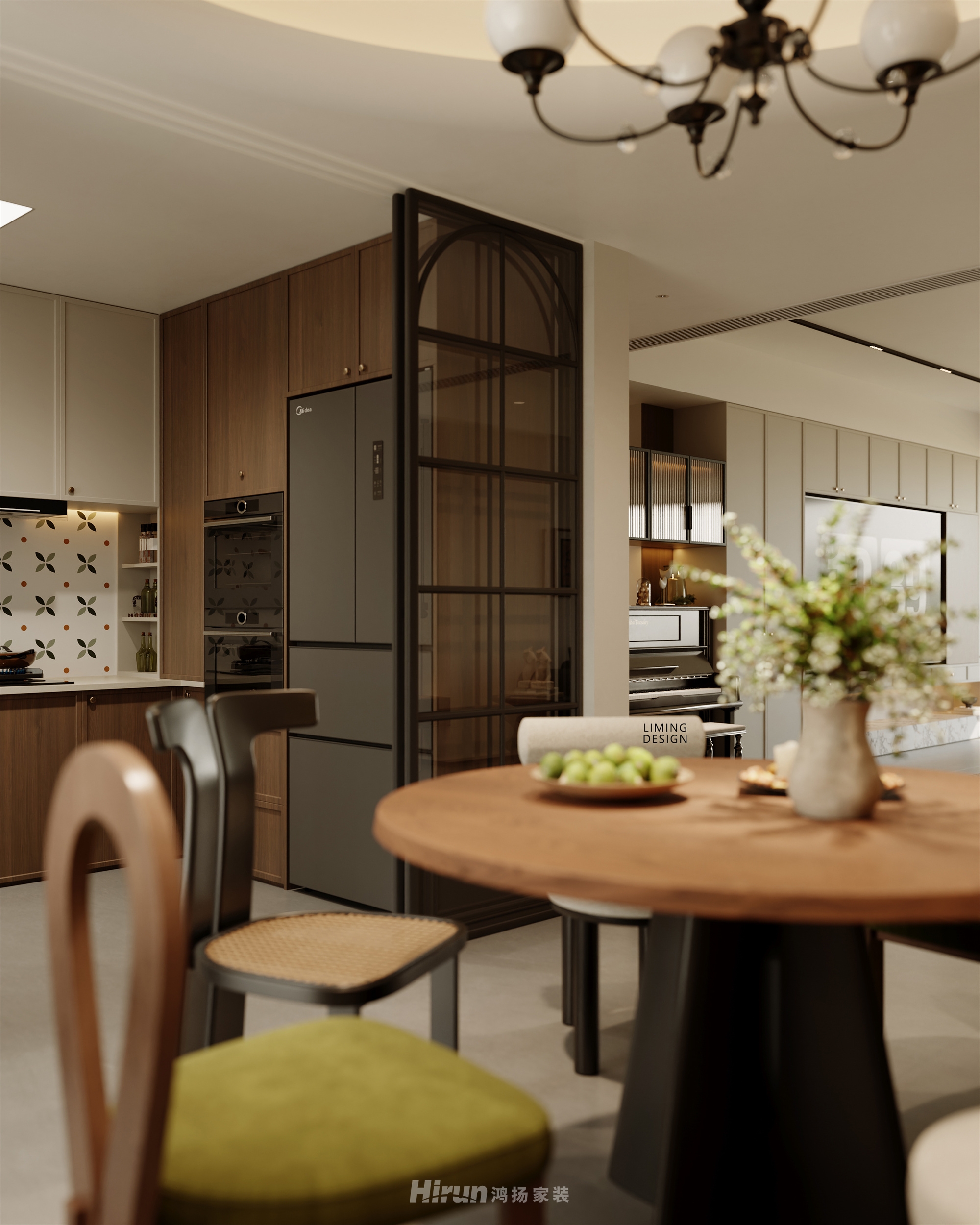 湘府和園200㎡復古風潮大平層 裝修案例效果圖-1