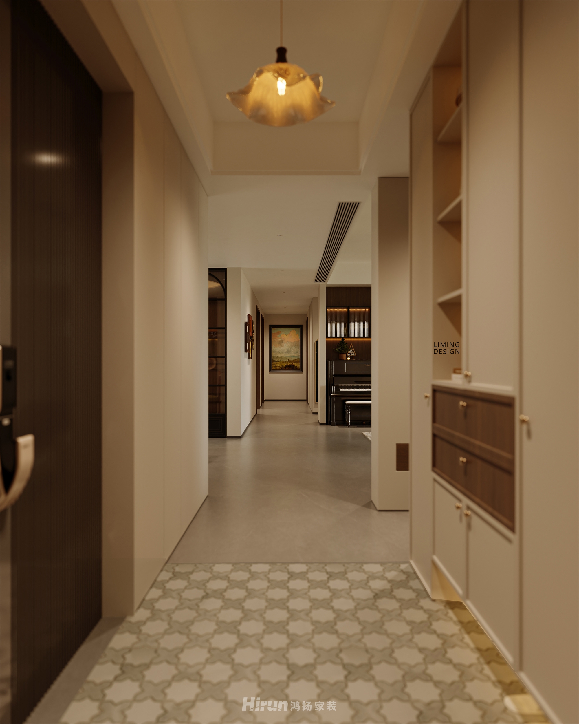 湘府和園200㎡復古風潮大平層 裝修案例效果圖-6