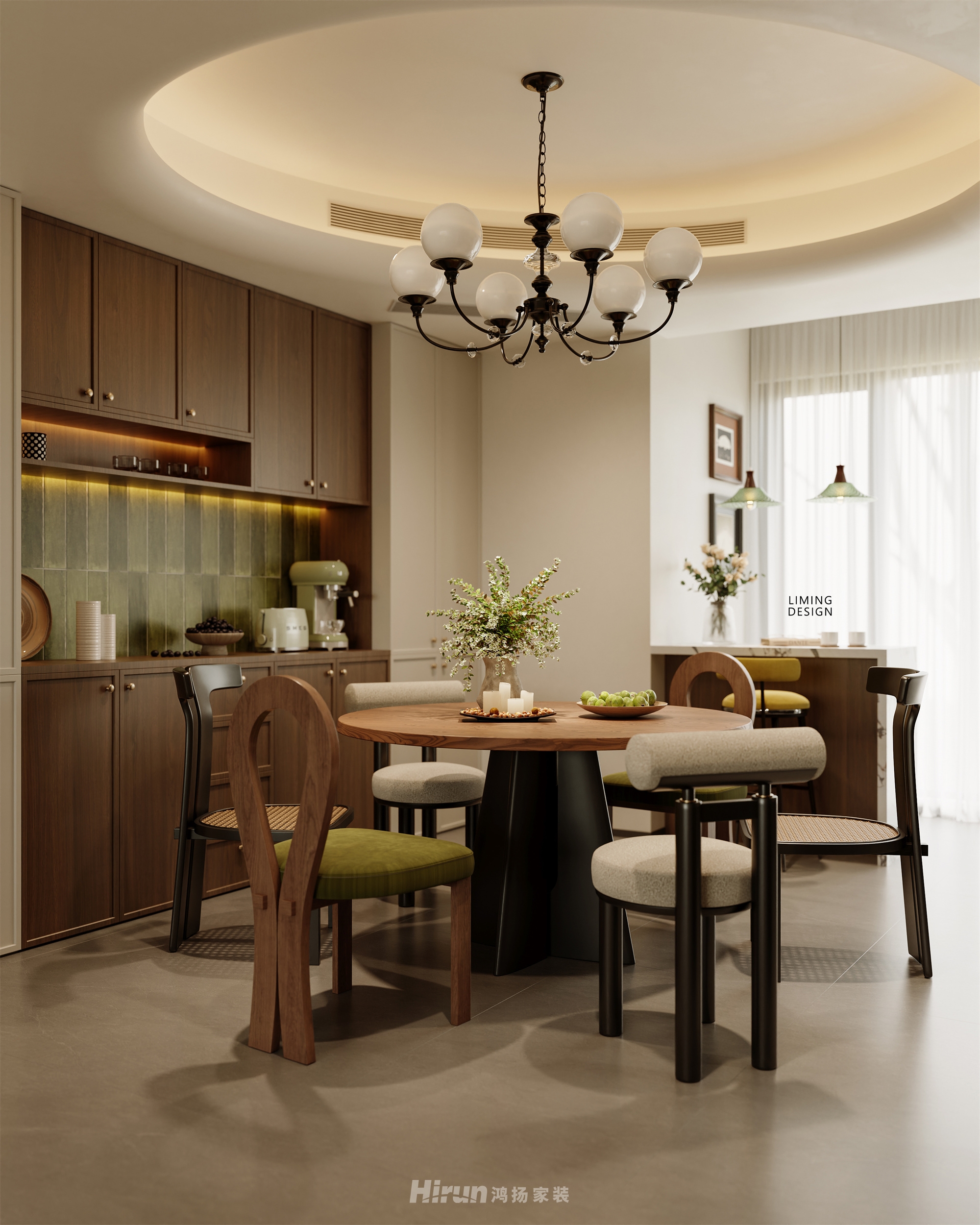 湘府和園200㎡復古風潮大平層 裝修案例效果圖-11