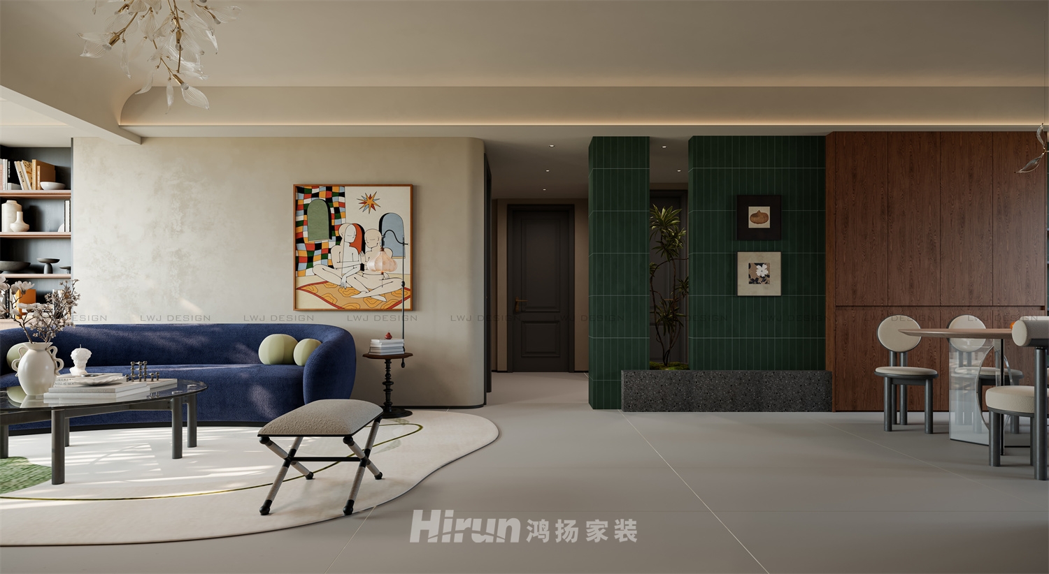 中交中央公園386㎡復古風潮疊墅 裝修案例效果圖-4
