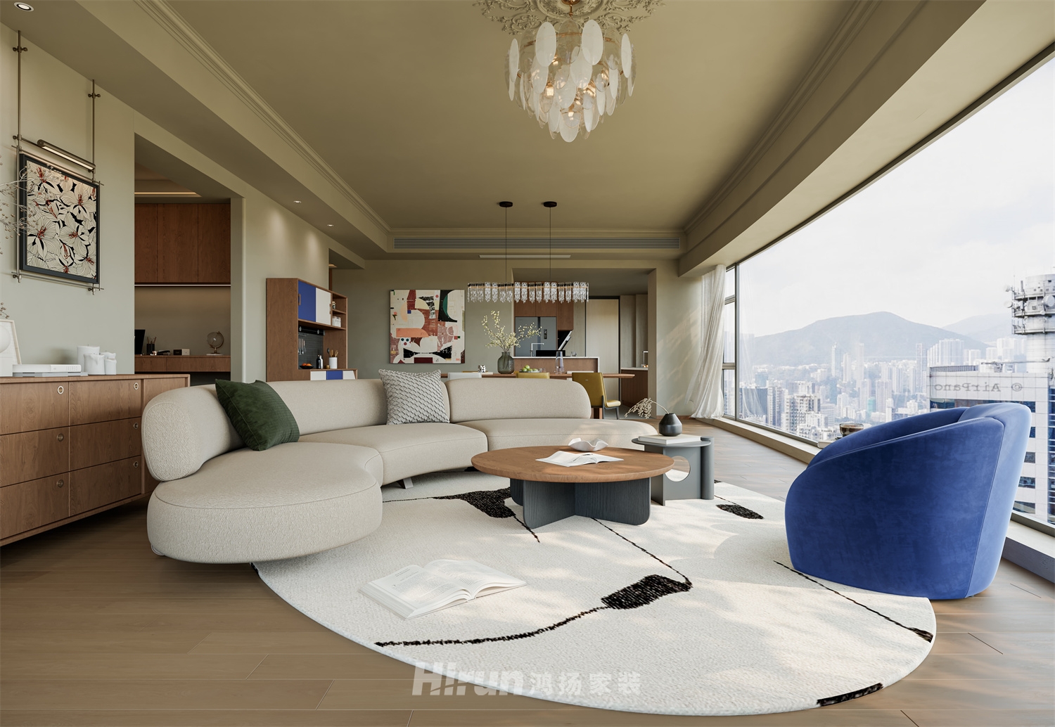 北辰192㎡北歐之光四居室 裝修案例效果圖-6