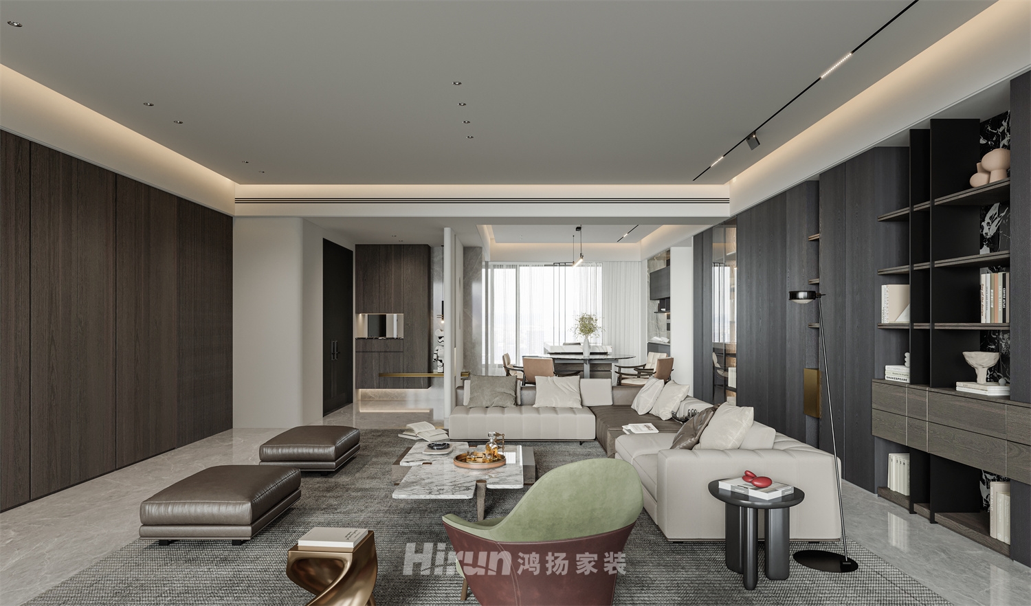 萬科臻灣匯208㎡雅致現(xiàn)代大平層 裝修案例效果圖-6