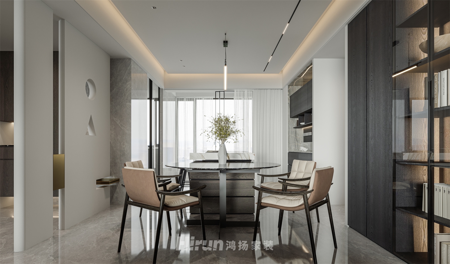 萬科臻灣匯208㎡雅致現(xiàn)代大平層 裝修案例效果圖-3