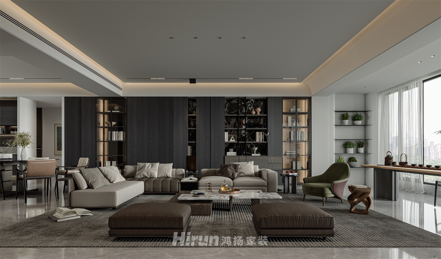 萬科臻灣匯208㎡雅致現(xiàn)代大平層 裝修案例效果圖-5