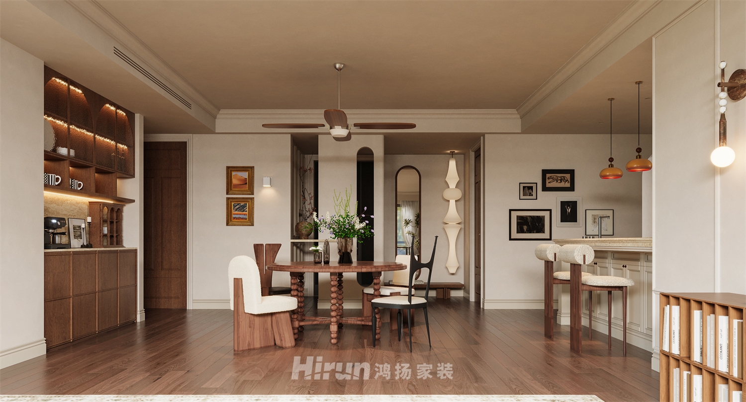 桃李九章172㎡復古風潮四居室 裝修案例效果圖-3