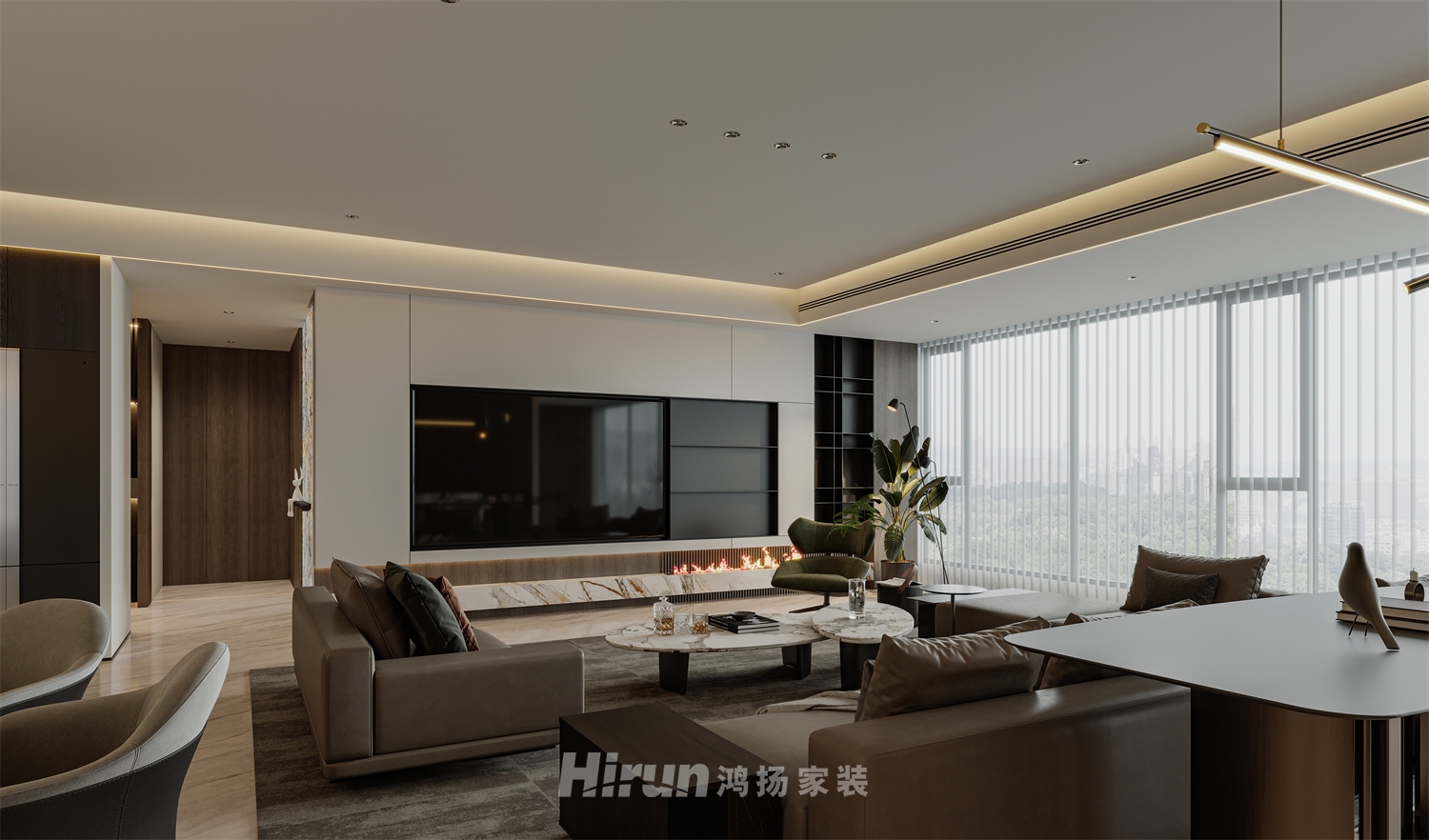 旭輝鉑悅湘江180㎡雅致現代三居室 裝修案例效果圖-5