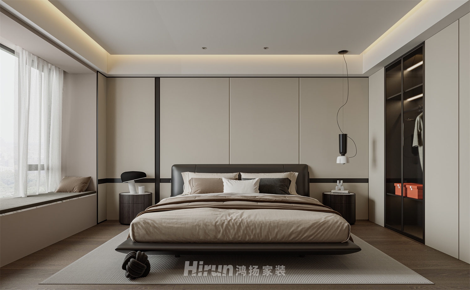 旭輝鉑悅湘江180㎡雅致現代三居室 裝修案例效果圖-3