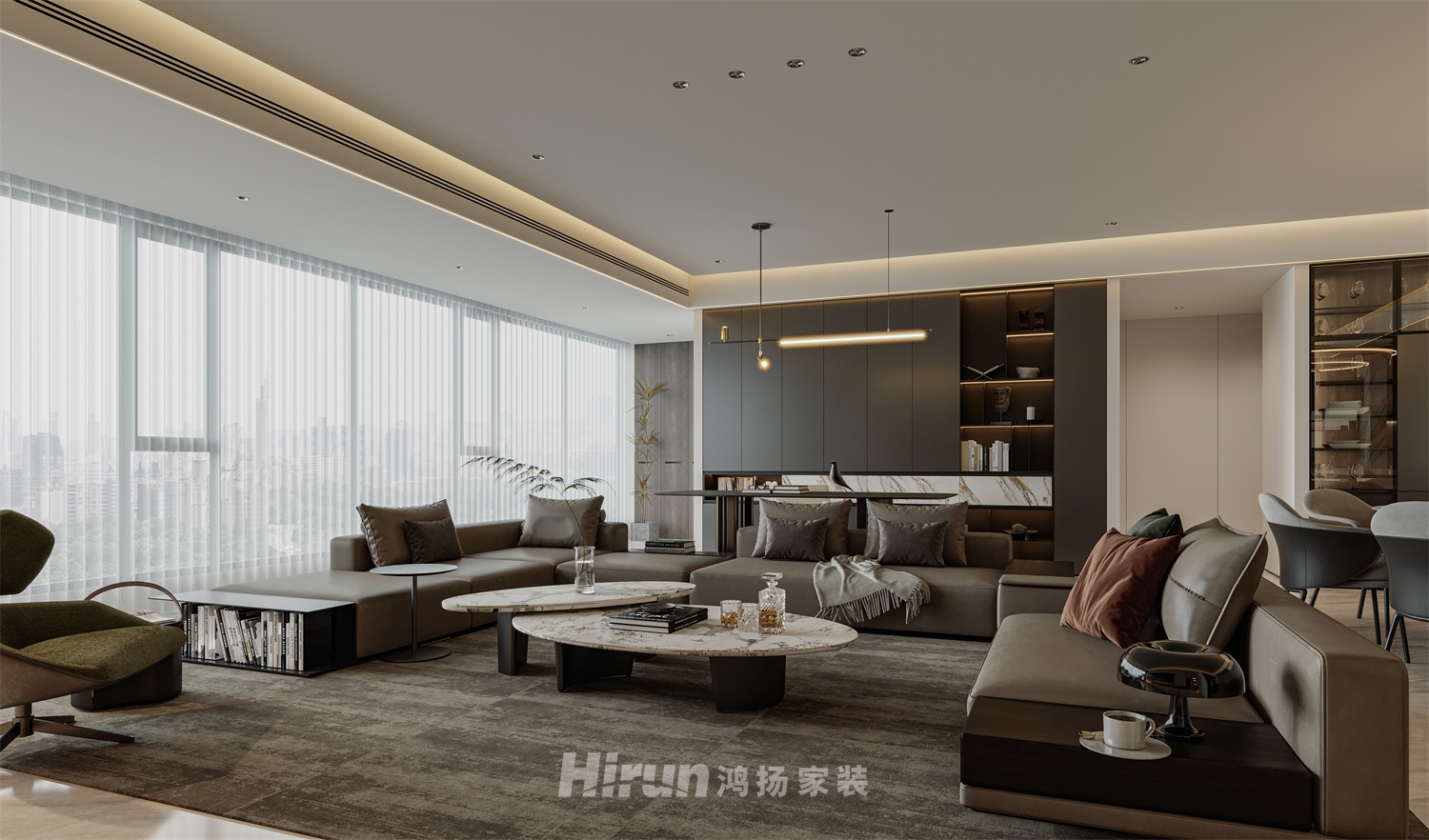 旭輝鉑悅湘江180㎡雅致現代三居室 裝修案例效果圖-4