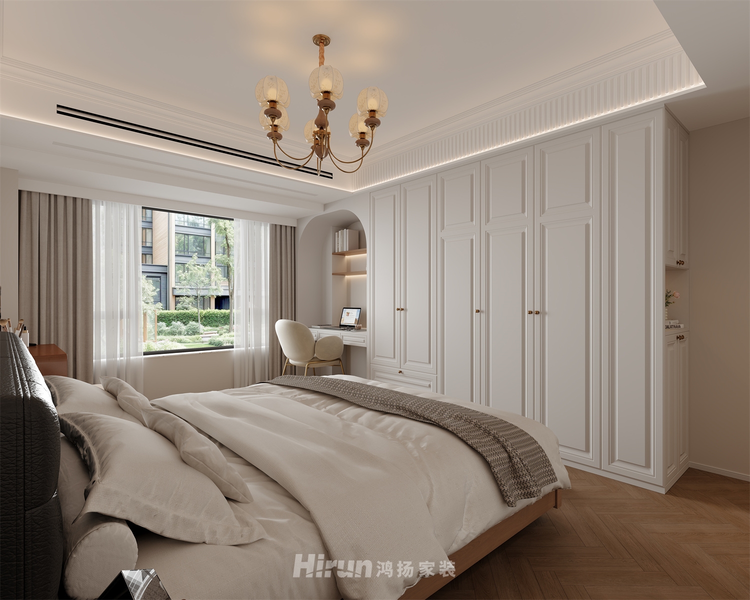 中航城160㎡復古風潮四居室 裝修案例效果圖-4