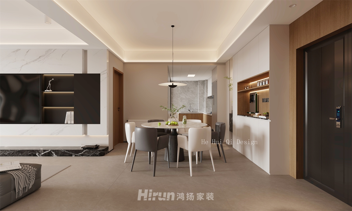 科大佳園150㎡雅致現(xiàn)代四居室 裝修案例效果圖-3