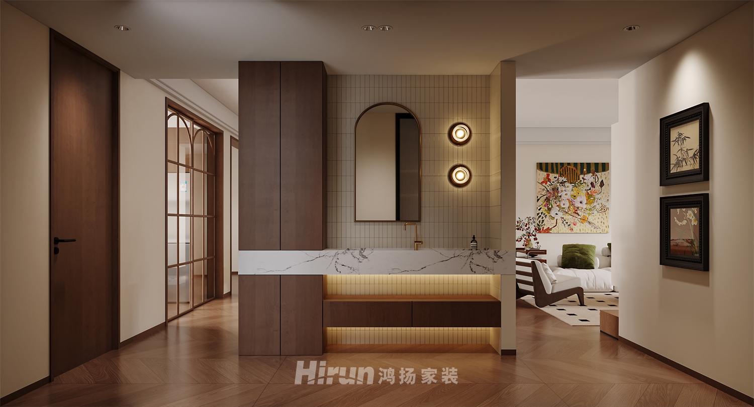 越秀棲山悅府120㎡復(fù)古風(fēng)潮四居室 裝修案例效果圖-11