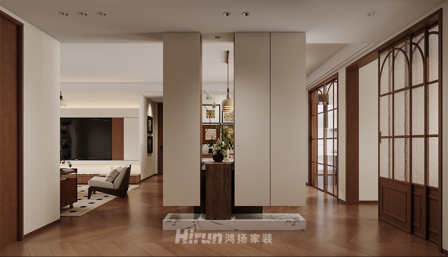 越秀棲山悅府120㎡復(fù)古風(fēng)潮四居室 裝修案例效果圖-9