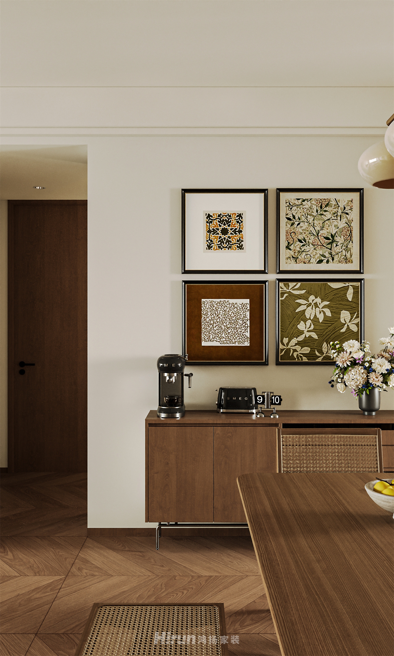 越秀棲山悅府120㎡復(fù)古風(fēng)潮四居室 裝修案例效果圖-14