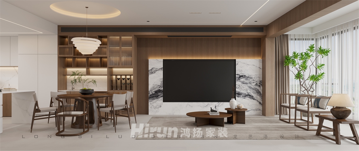 三一云湖200㎡意境東方疊墅 裝修案例效果圖-4