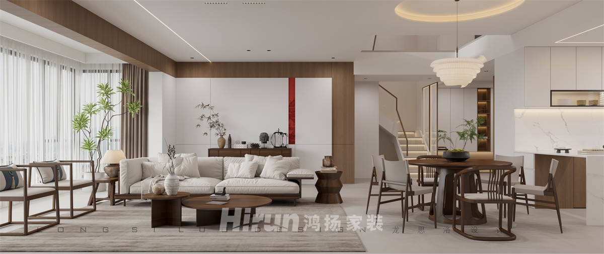 三一云湖200㎡意境東方疊墅 裝修案例效果圖-3