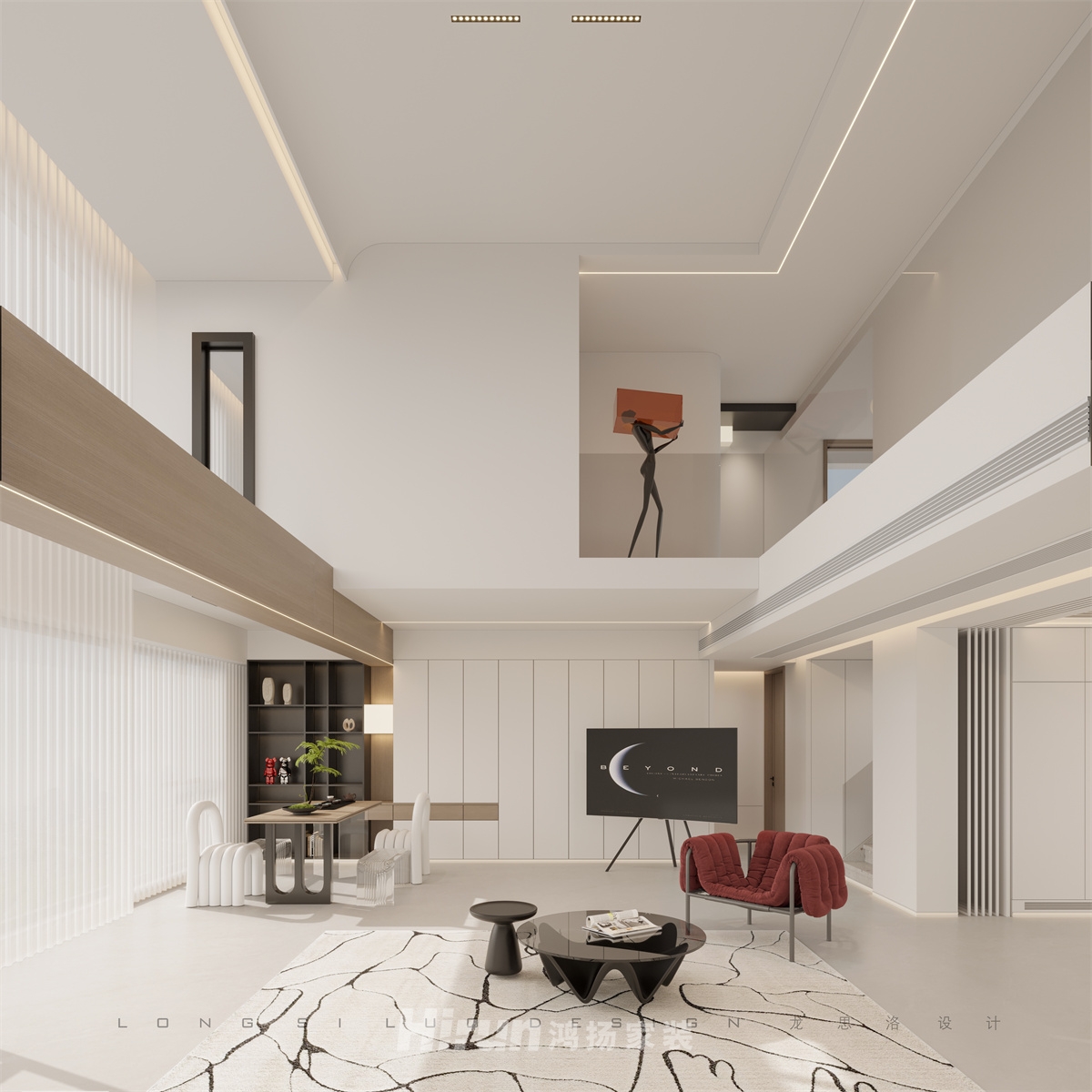 明昇壹城200㎡雅致現代復式 裝修案例效果圖-3