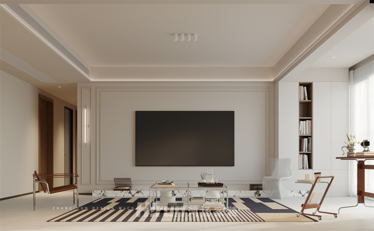 中建鈺和城142㎡復古風潮四居室 裝修案例效果圖-3