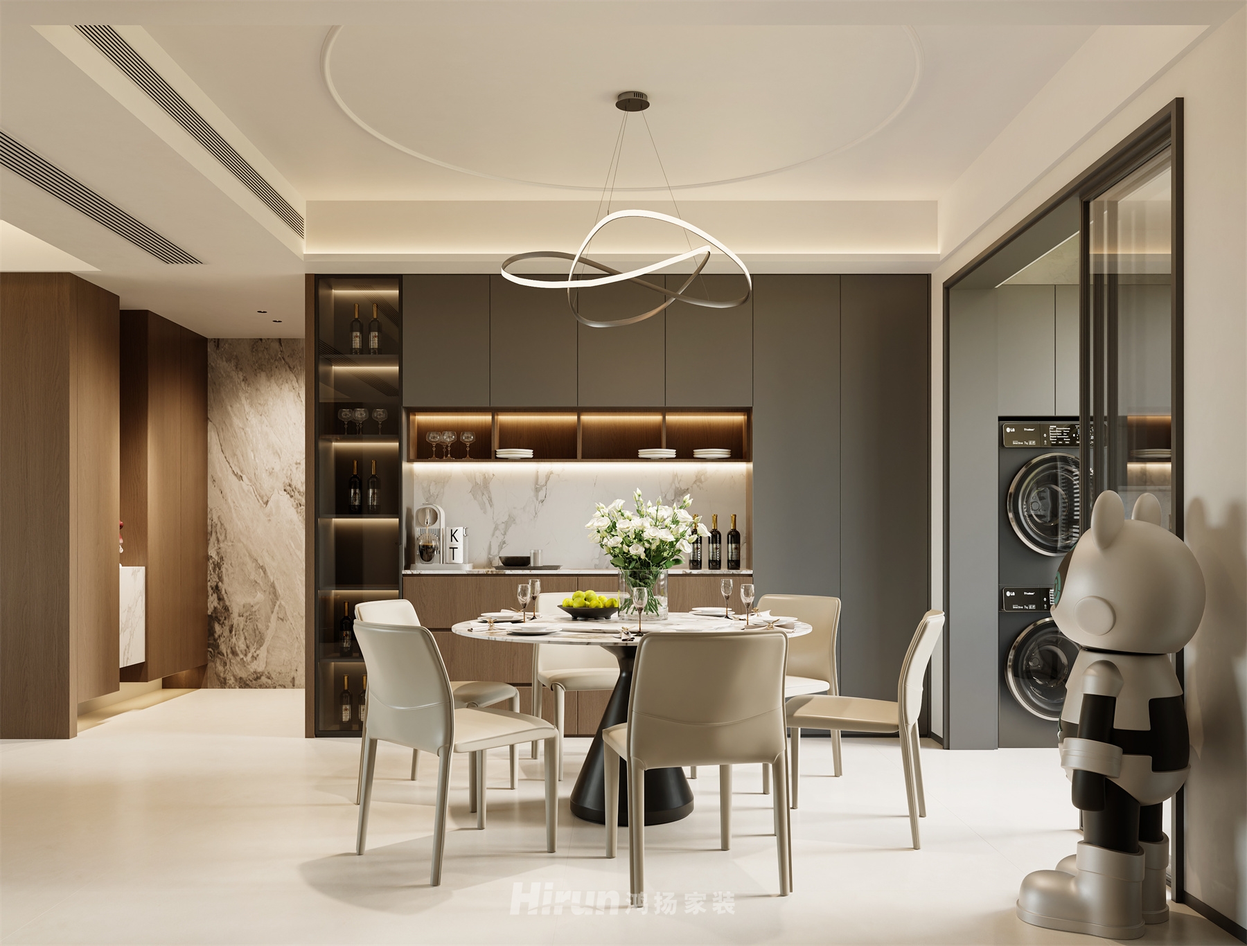 玖洲觀瀾180㎡雅致現代五居室 裝修案例效果圖-6