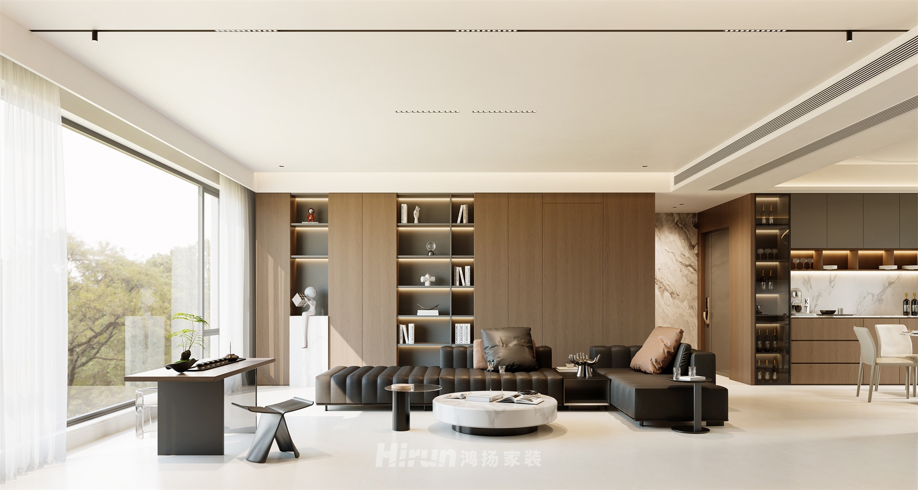 玖洲觀瀾180㎡雅致現代五居室 裝修案例效果圖-4