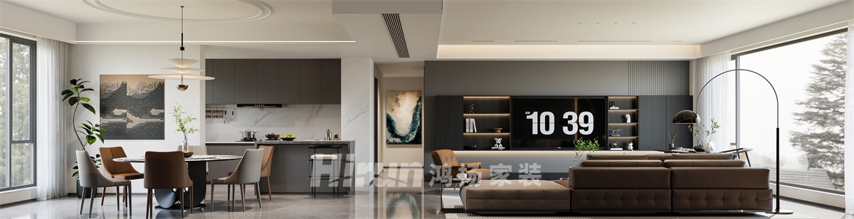 玖洲觀瀾180㎡雅致現代五居室 裝修案例效果圖-4