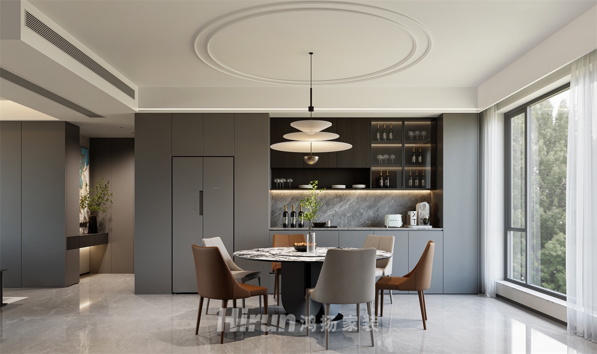 玖洲觀瀾180㎡雅致現代五居室 裝修案例效果圖-6