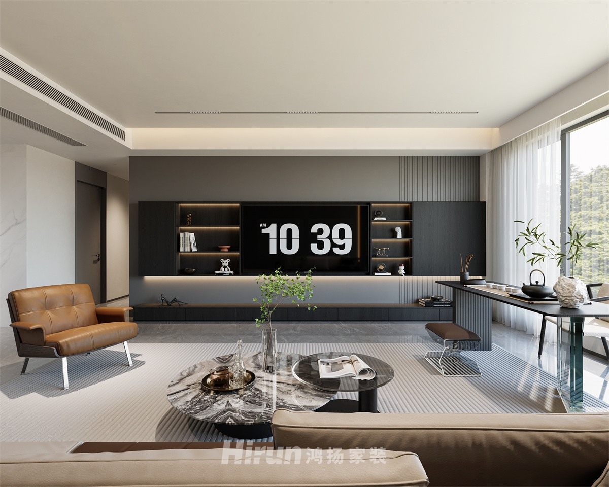 玖洲觀瀾180㎡雅致現代五居室 裝修案例效果圖-3