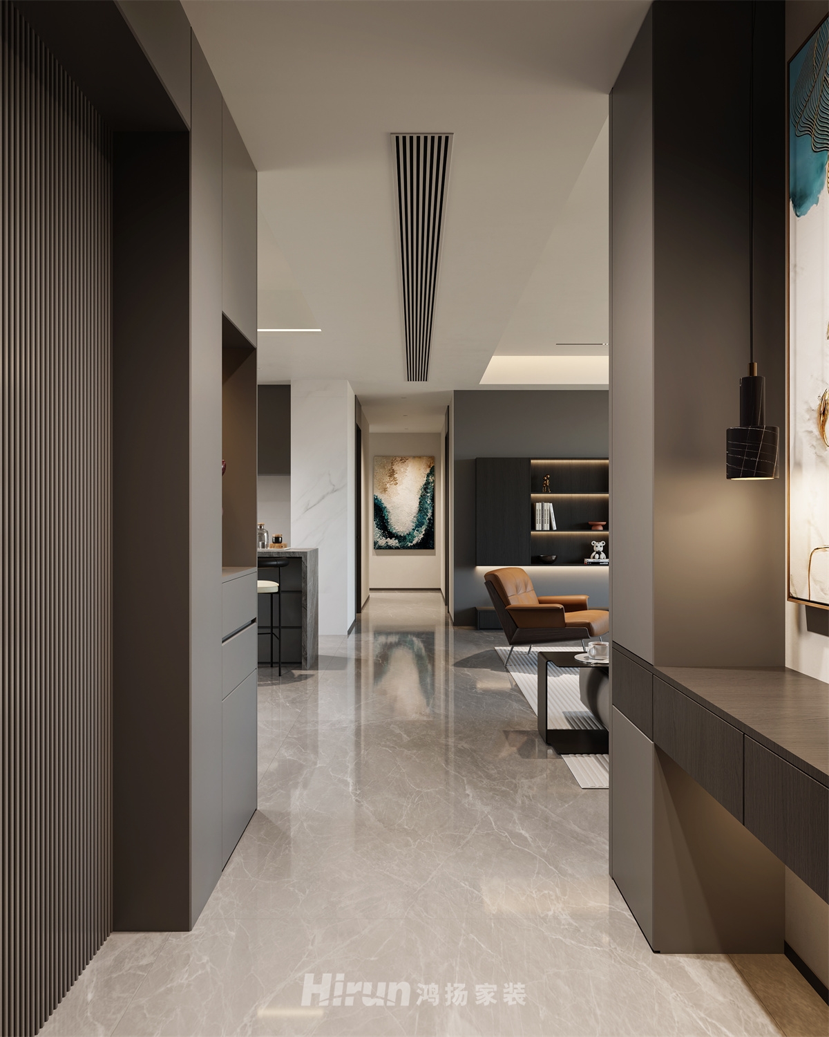 玖洲觀瀾180㎡雅致現代五居室 裝修案例效果圖-8