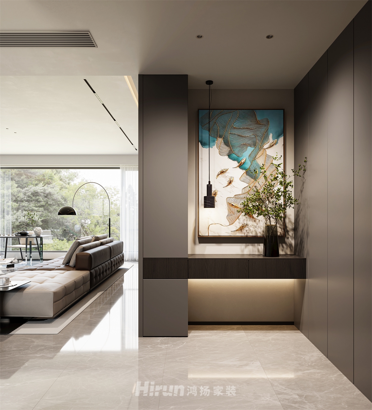 玖洲觀瀾180㎡雅致現代五居室 裝修案例效果圖-9