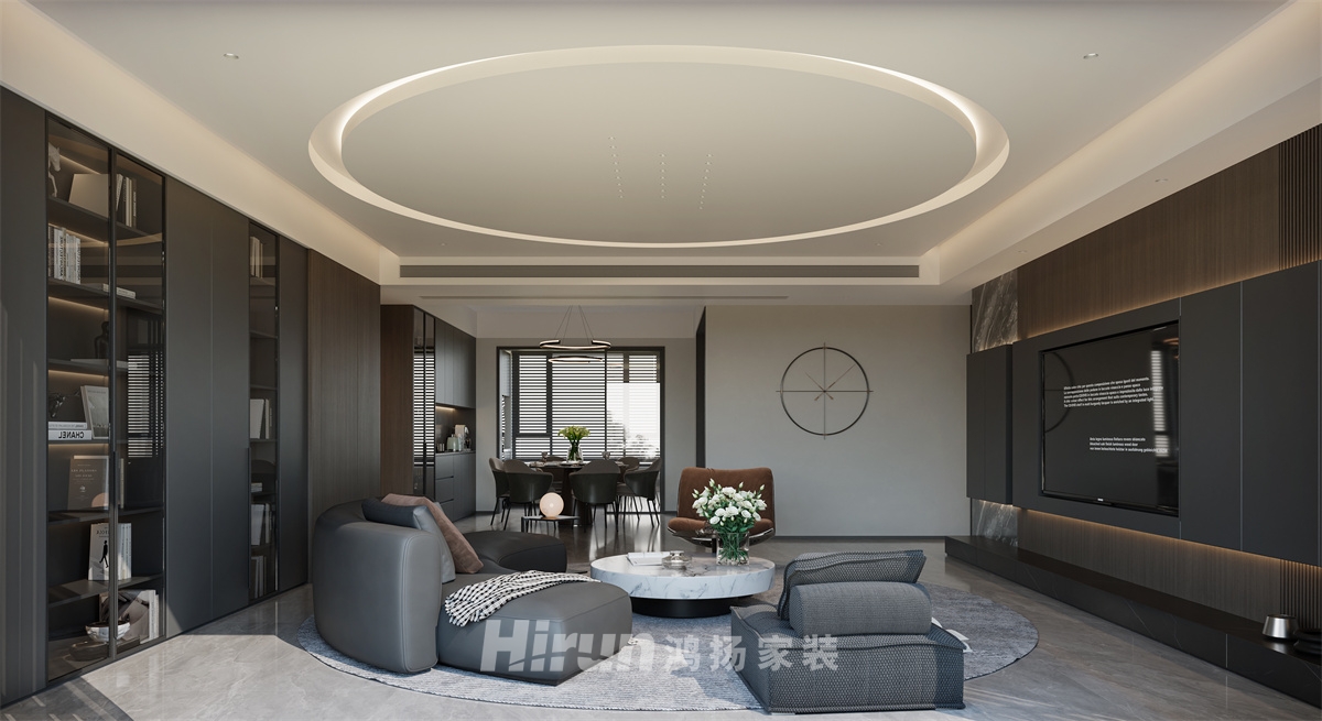 玖洲觀瀾180㎡雅致現(xiàn)代五居室 裝修案例效果圖-3