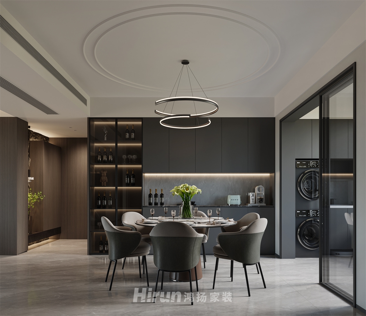 玖洲觀瀾180㎡雅致現(xiàn)代五居室 裝修案例效果圖-5