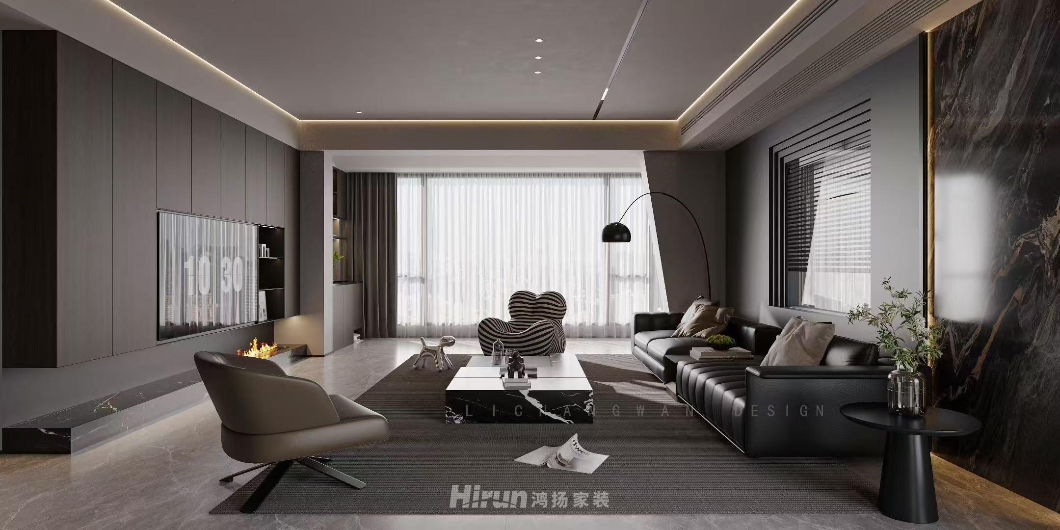 長(zhǎng)房國(guó)際廣場(chǎng)219㎡雅致現(xiàn)代大平層 裝修案例效果圖-3