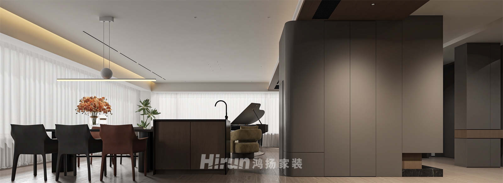 玖洲觀瀾213㎡新裝飾主義大平層 裝修案例效果圖-1