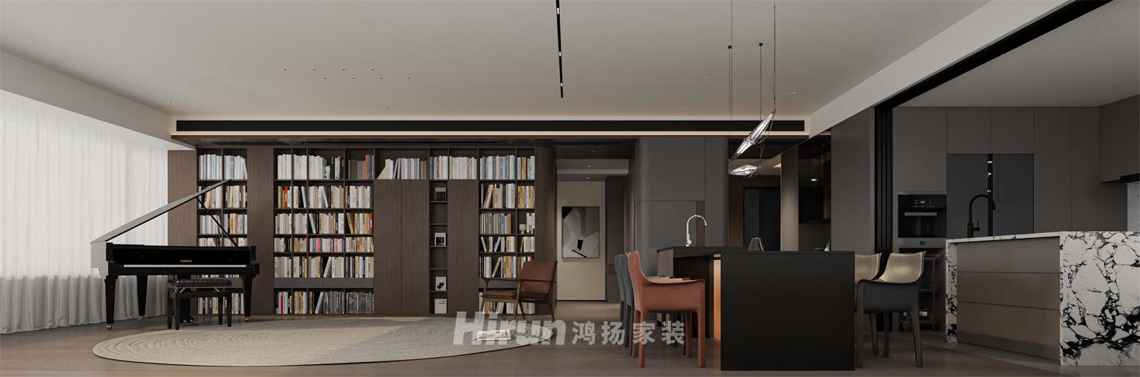 玖洲觀瀾213㎡新裝飾主義大平層 裝修案例效果圖-3