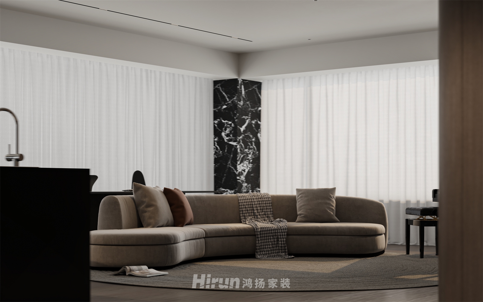 玖洲觀瀾213㎡新裝飾主義大平層 裝修案例效果圖-6