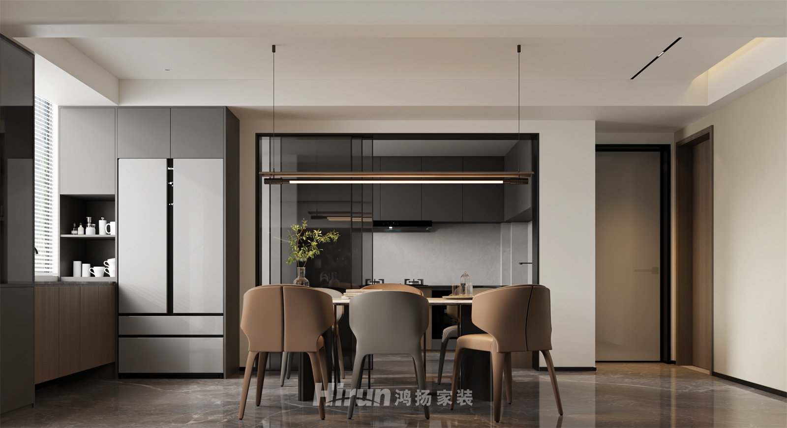 克拉美麗山莊225㎡新裝飾主義大平層 裝修案例效果圖-3