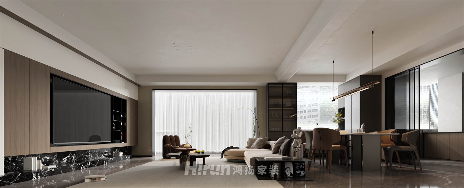 克拉美麗山莊225㎡新裝飾主義大平層 裝修案例效果圖-2