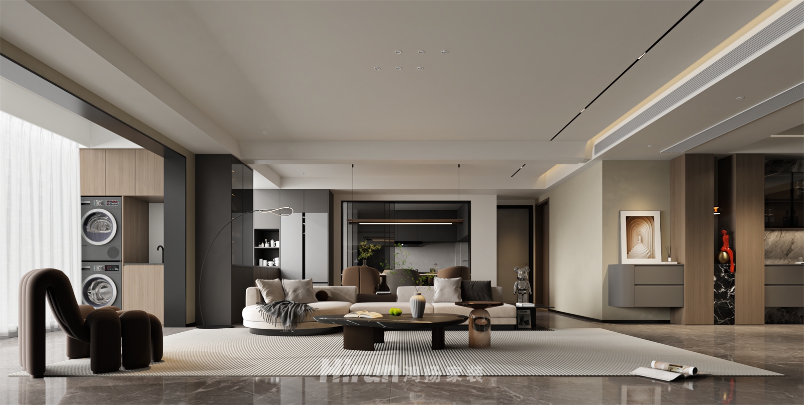 克拉美麗山莊225㎡新裝飾主義大平層 裝修案例效果圖-5