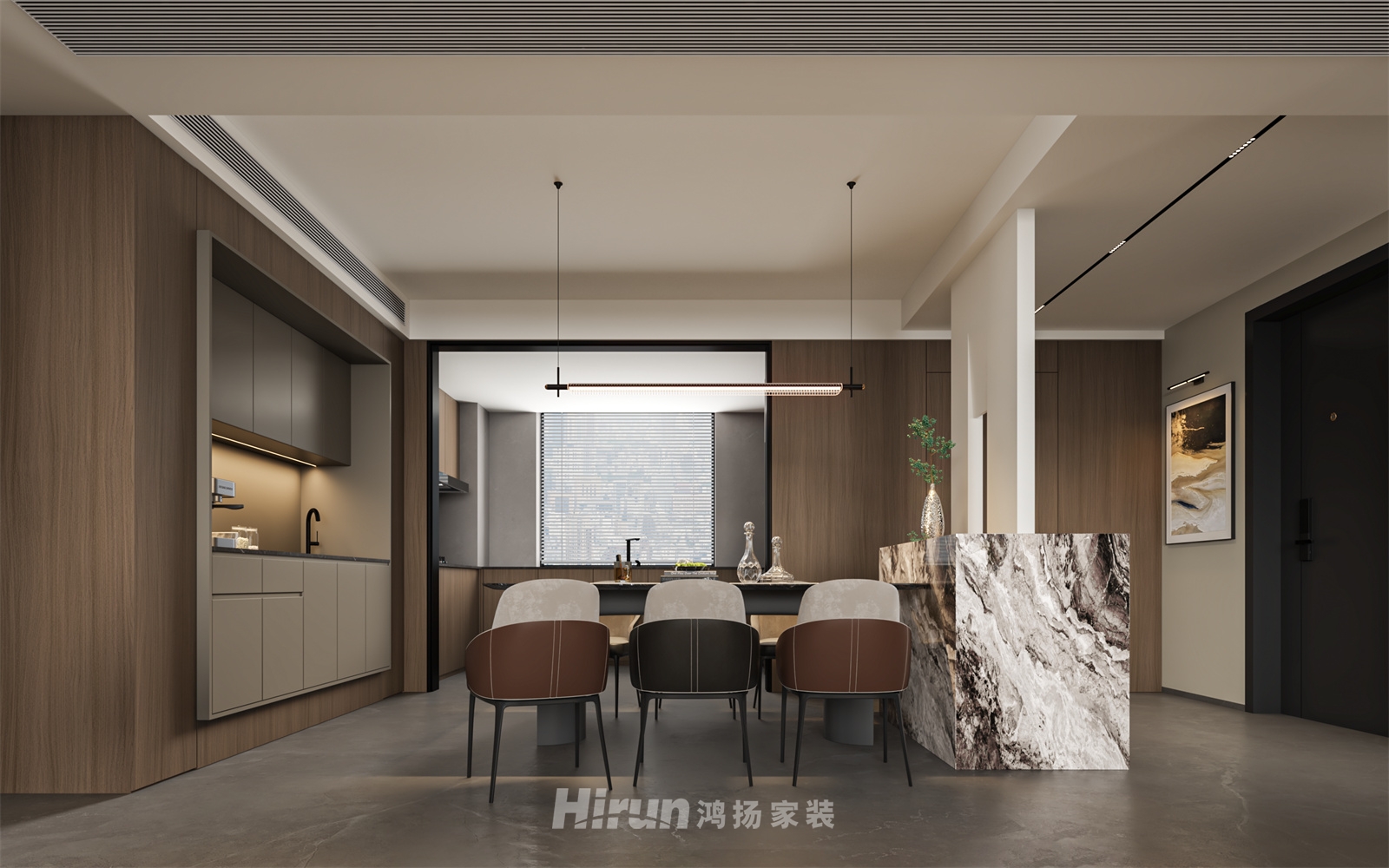 洋湖天序185㎡新裝飾主義四居室 裝修案例效果圖-7