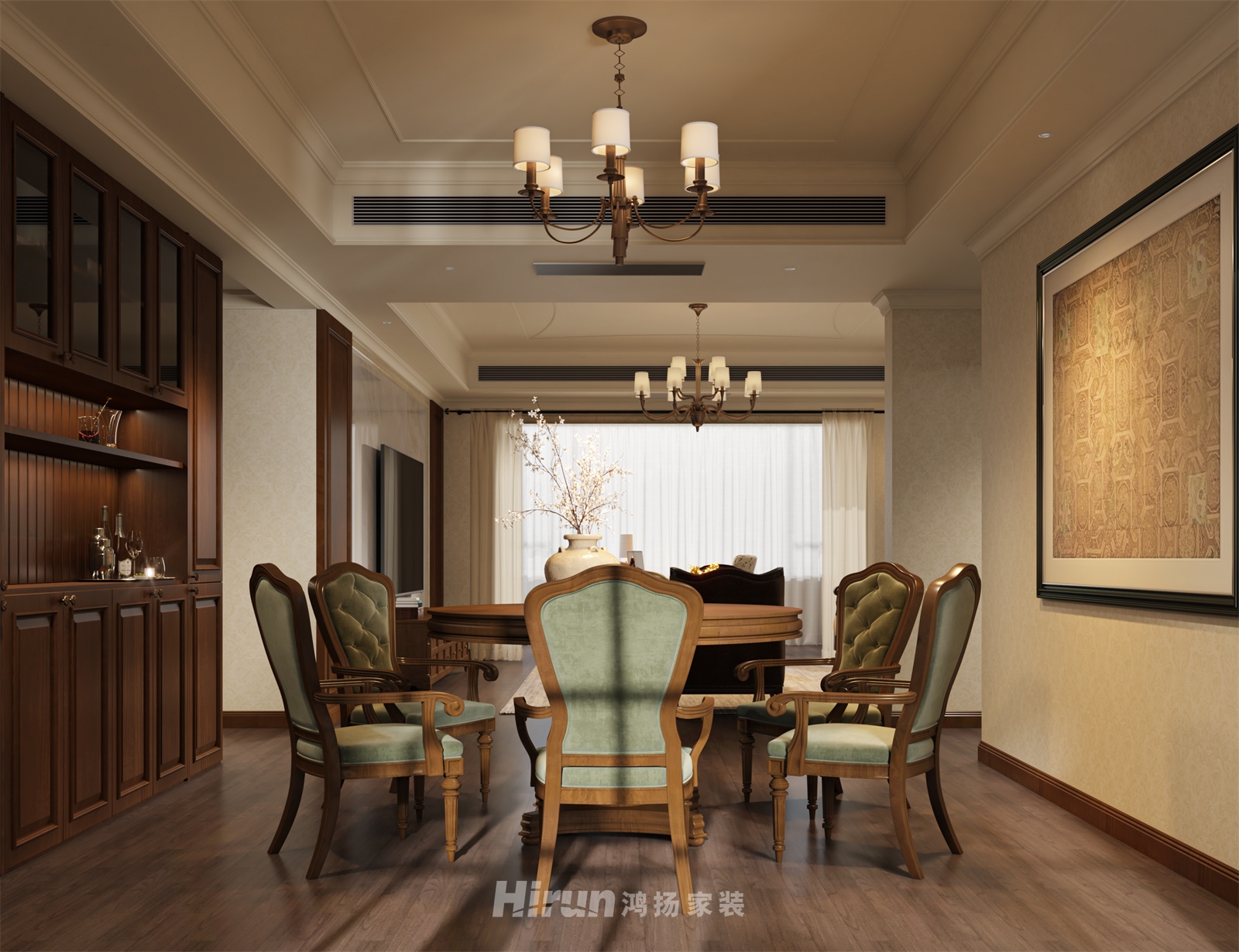 中聯(lián)啟程花園220㎡歐美香頌大平層 裝修案例效果圖-7