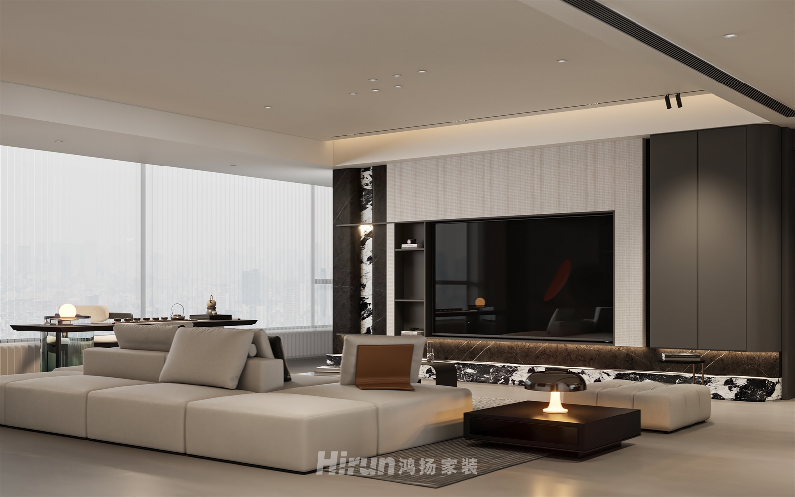 中建鈺山湖208㎡雅致現代大平層 裝修案例效果圖-3