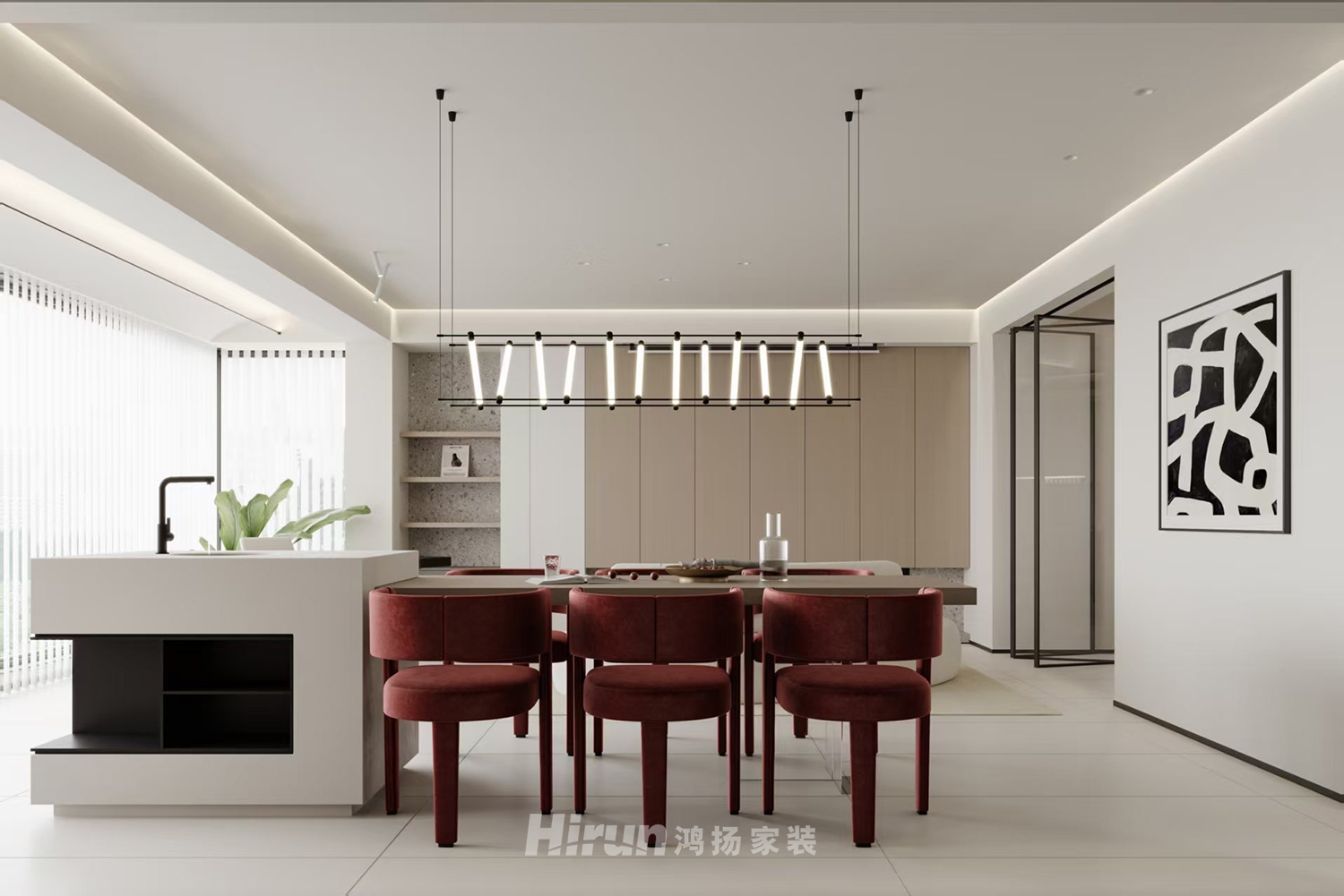 陽光城愉景苑150㎡雅致現(xiàn)代四居室 裝修案例效果圖-5