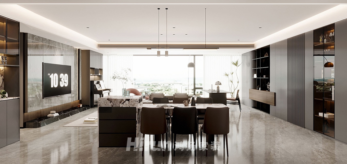 旭輝鉑悅湘江200㎡新裝飾主義四居室 裝修案例效果圖-8