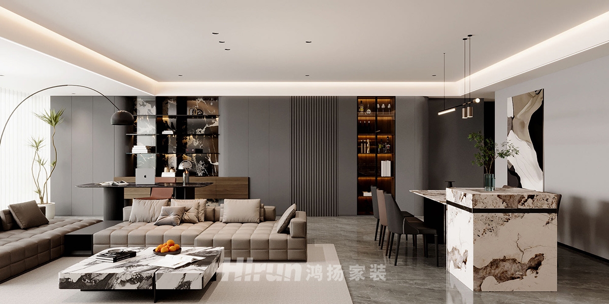 旭輝鉑悅湘江200㎡新裝飾主義四居室 裝修案例效果圖-4