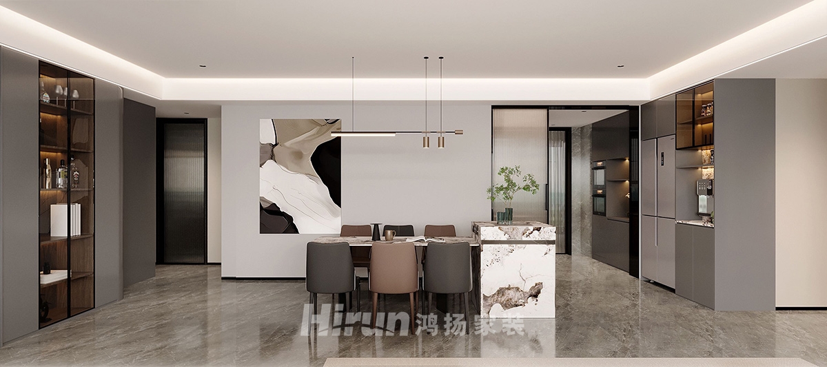 旭輝鉑悅湘江200㎡新裝飾主義四居室 裝修案例效果圖-1