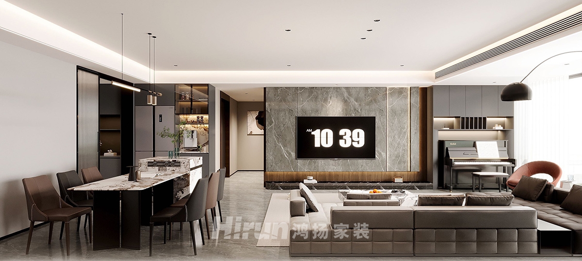 旭輝鉑悅湘江200㎡新裝飾主義四居室 裝修案例效果圖-3