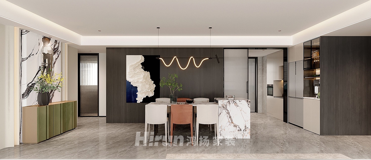 旭輝鉑悅湘江200㎡新裝飾主義四居室 裝修案例效果圖-7