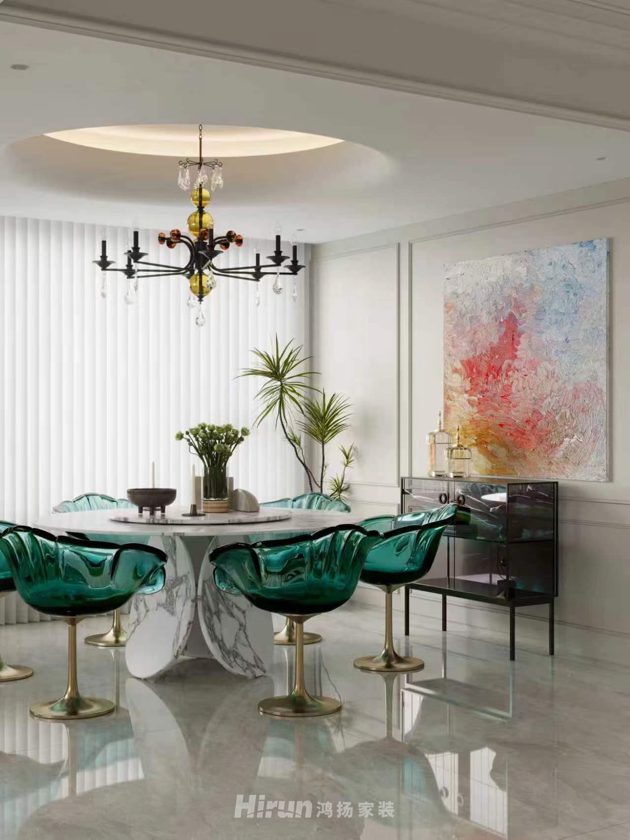 夢(mèng)想麓隱桐溪300㎡新裝飾主義大平層 裝修案例效果圖-6