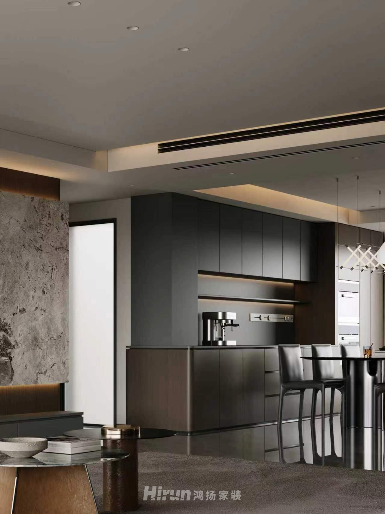 中建鈺山湖180㎡新裝飾主義大平層 裝修案例效果圖-5