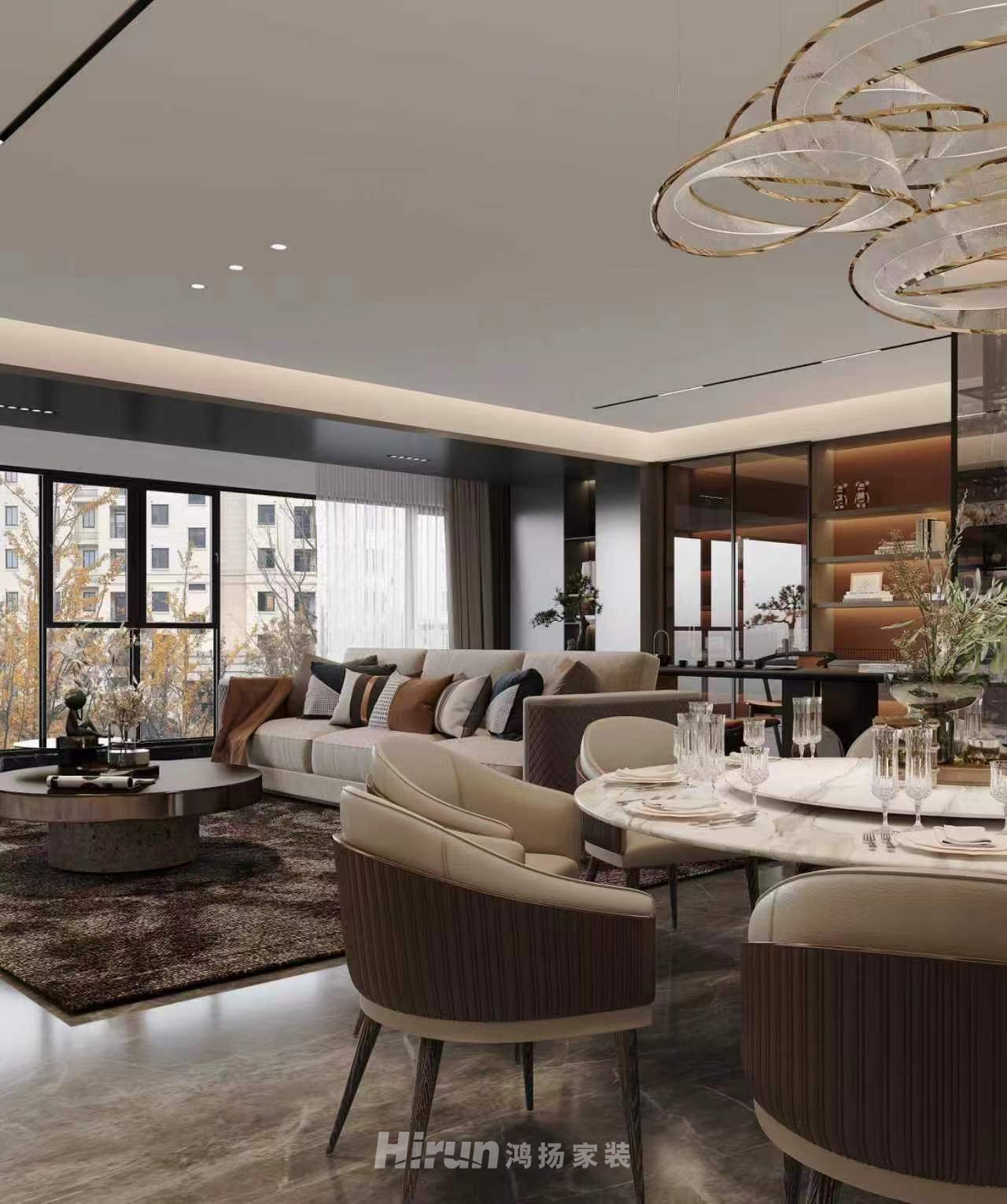 中建鈺山湖180㎡新裝飾主義大平層 裝修案例效果圖-2